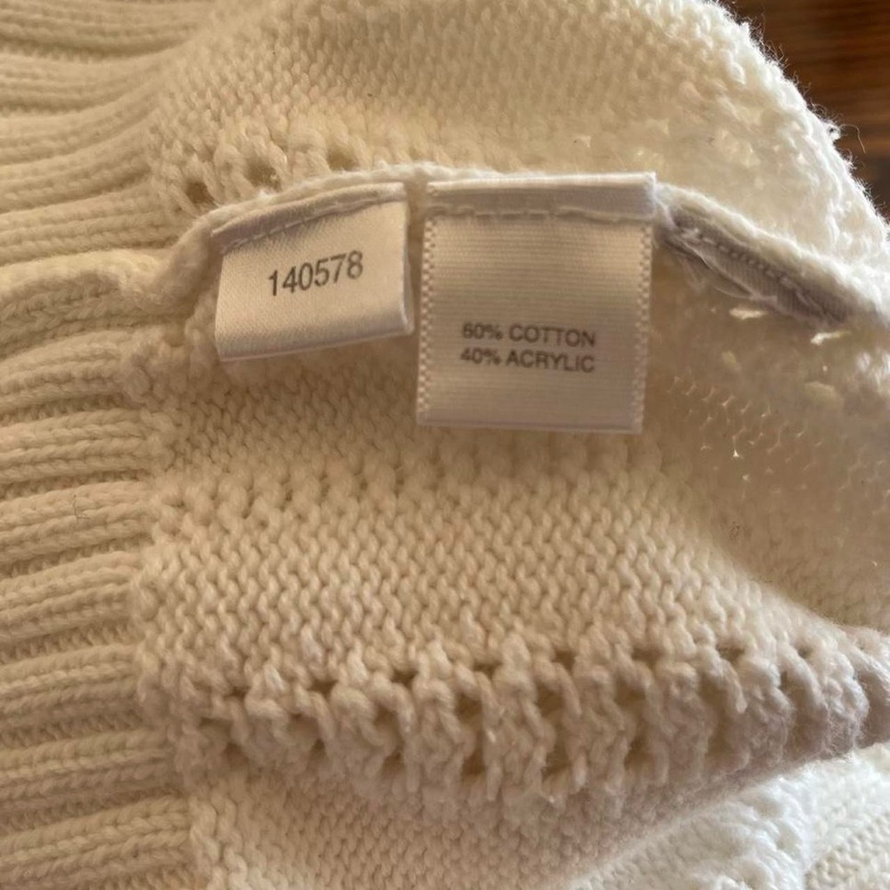 Coquette White Pointelle Crochet Knit Sweater Top Girly Lolita Lace Preppy M - Picture 9 of 10